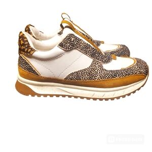 Madewell Kickoff Trainer Sneakers in Leather and Spot Mix Calf Hair Size 7